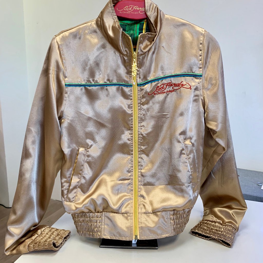 Brand New Ed Hardy Silk Reversible Bomber Jacket